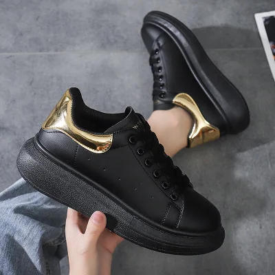 

Women Casual Shoes Breathable PU Leather Gold Shoes Gold label Soft Footwears