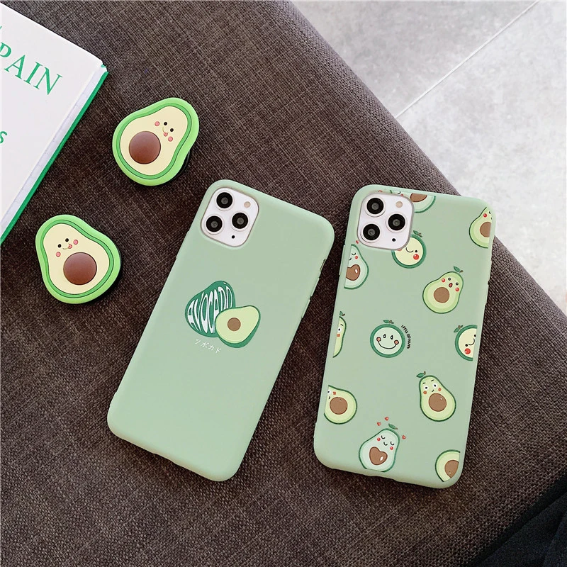 

3D Luxury cute cartoon fruit avocado Soft silicone phone case for iphone X XR XS 11 Pro Max 6S 7 8 plus case gift coque