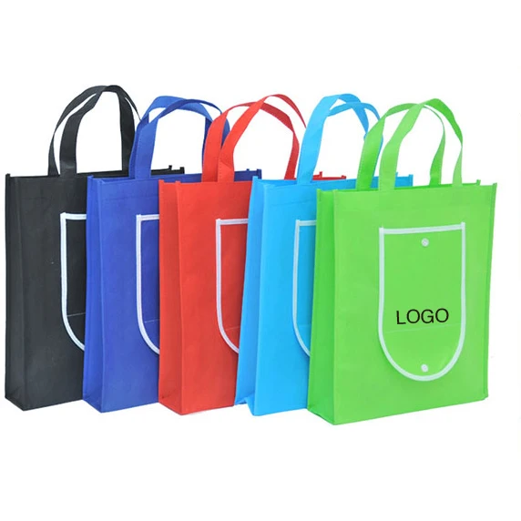 High quality custom promotional green eco-friendly folding non woven shopping tote bag