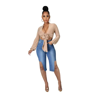 

F40463A 2021 hot fashionable plus size sexy jeans shorts irregular jean cropped women shorts, As picture