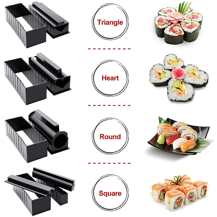 
10 Pieces No-stick Professional Sushi Making Kit,Eco-friendly Kitchen Sushi Tray 