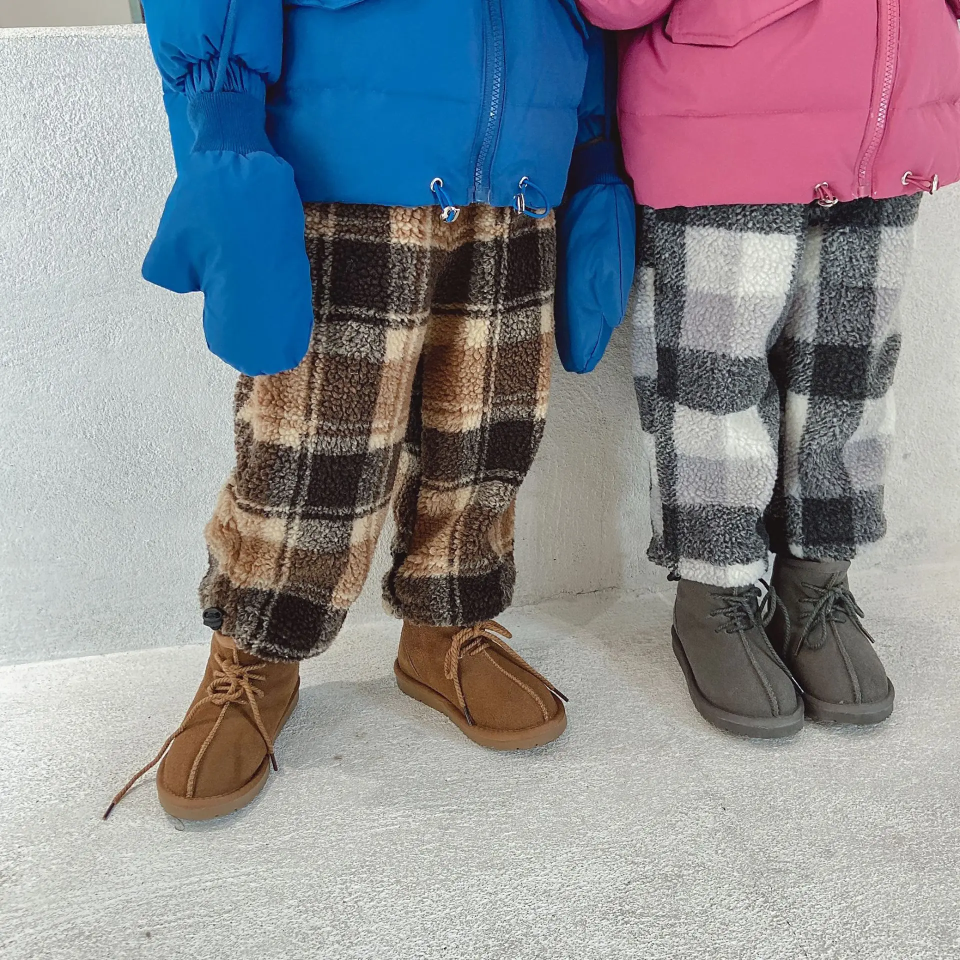 

Customize Straight Ankle-Length Yarn Dyed Woolen Winter Warm Casual Kids Boys Sport Pants