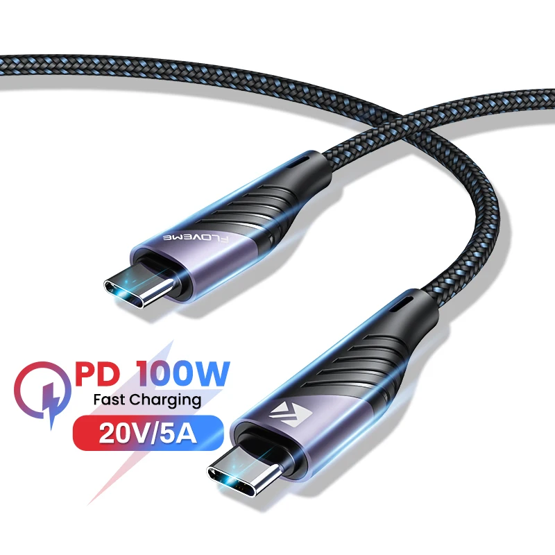 

Free Shipping 1 Sample OK FLOVEME 5A Fast Charging Cable New Usb C Cable PD 100W Type C To C Fast Charging Cable Custom Accept
