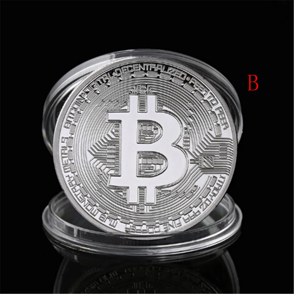 

Gold/Silver Plated Bitcoin Collectible BTC Coin Pirate Treasure Props Toys For Halloween Party