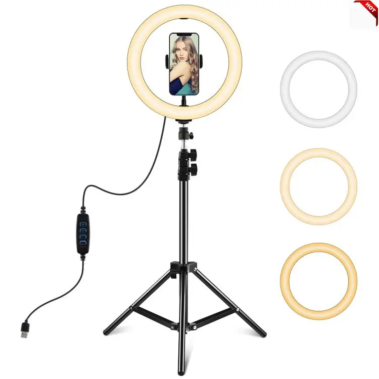 

PULUZ 10.2 inch 26cm LED Ring Light + 1.1m Tripod Mount Vlogging Video studio rgb led Light vlogging Kits photographic lighting