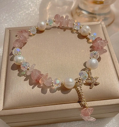 

Fashion Geometrical Strawberry Crystal Opal And Pearl Jewelry Beads Charms Bracelets & Bangles For Women