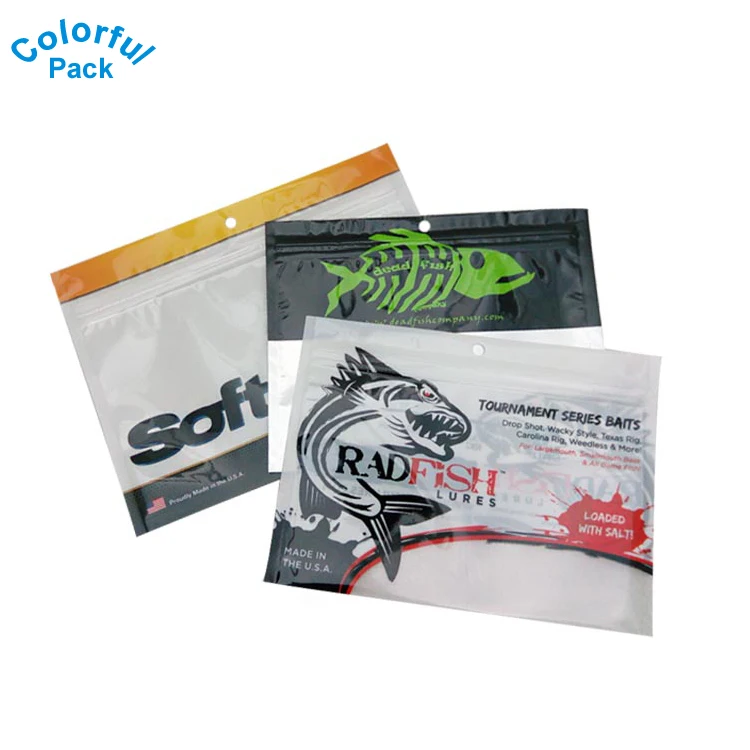 customized logo soft plastic bait bags for fishing worm with resealable