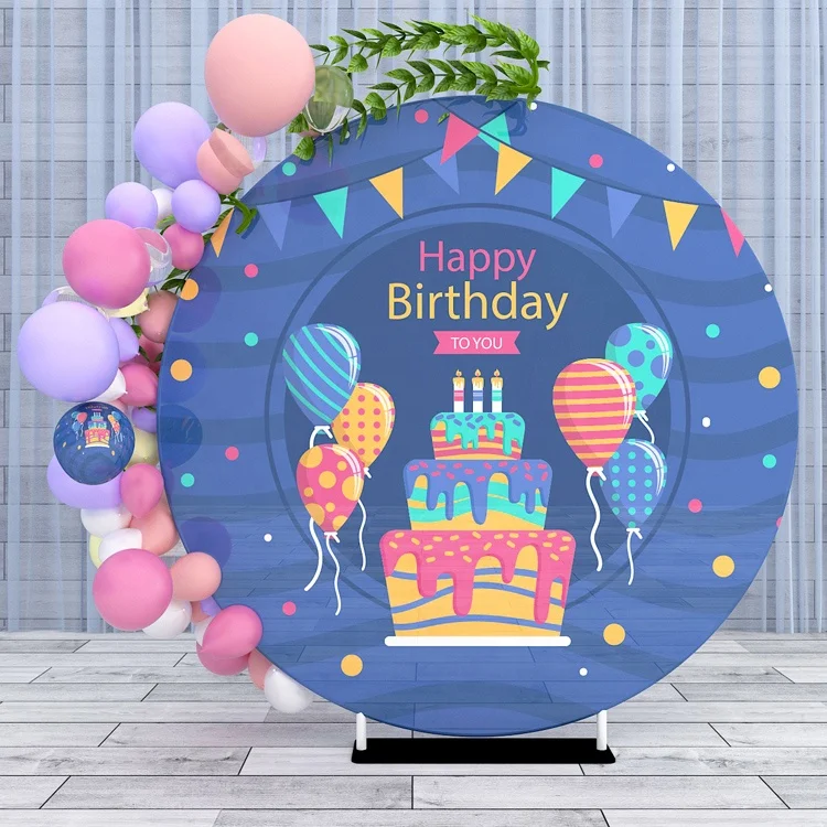 
OEM Custom Tension Fabric Display Circle Show Event Party Background Kids Decorations Birthday Backdrop 