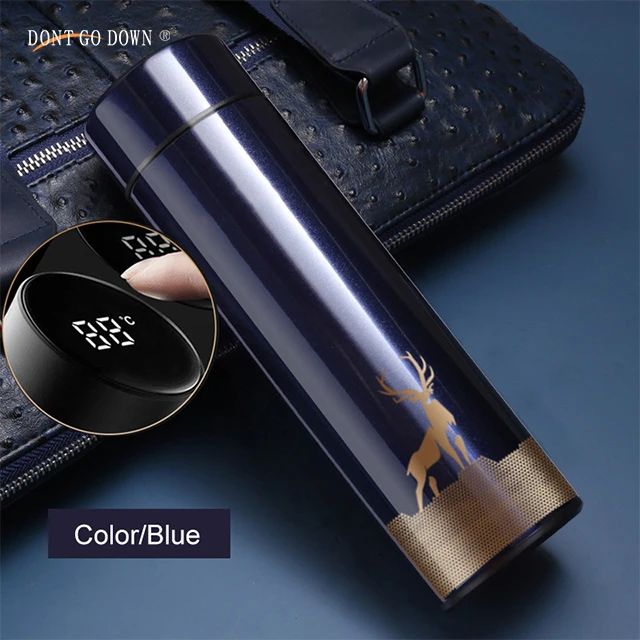 

High Quality LED Temperature Display Water Bottle Touch Screen Intelligent Measurement Double Vacuum Flask Thermos Cup Gift, Customized color, silver,blue,red