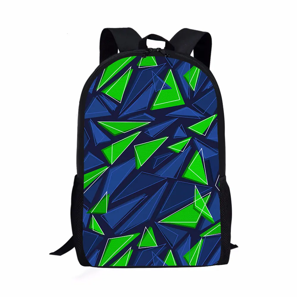 

Customized Geometric camouflage pattern print on demand Polyester 16inch kids children school bags backpack
