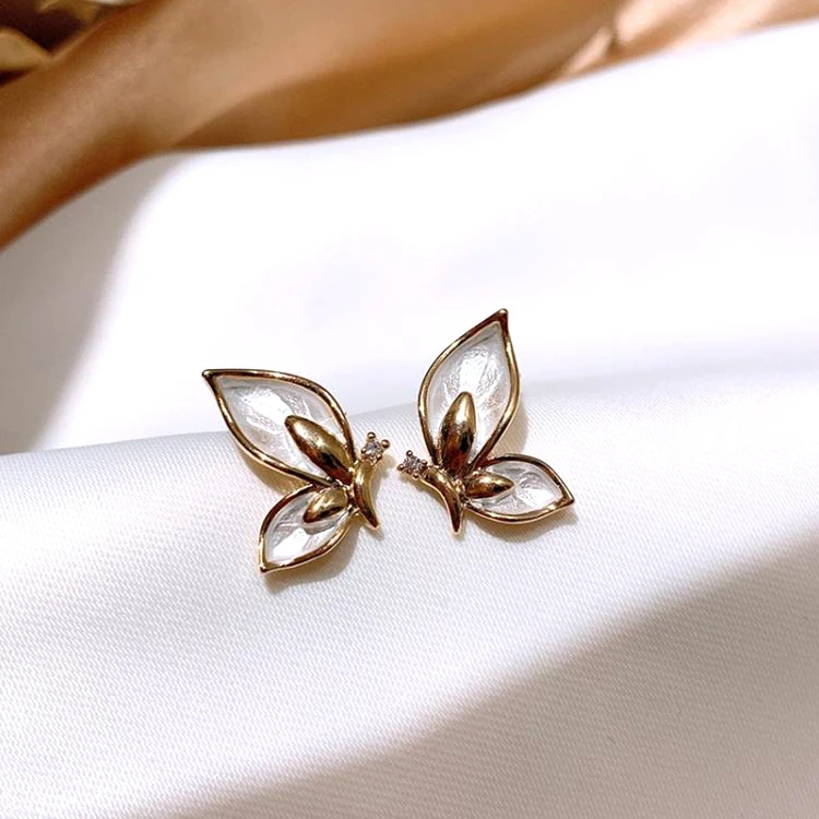 

2021 Latest New Design Simplicity Super Fairy Butterfly Earrings 925 Silver Post Butterfly Wing Earrings