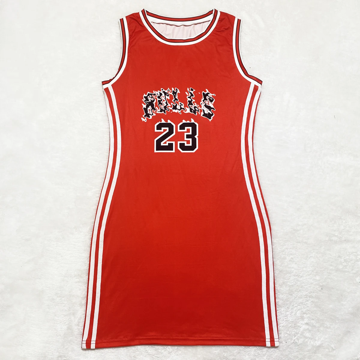 

Plus Size Summer Bodycon Famous Design Ladies Sport Wear Gym Uniform Dress Basketball Jersey Dress for Women