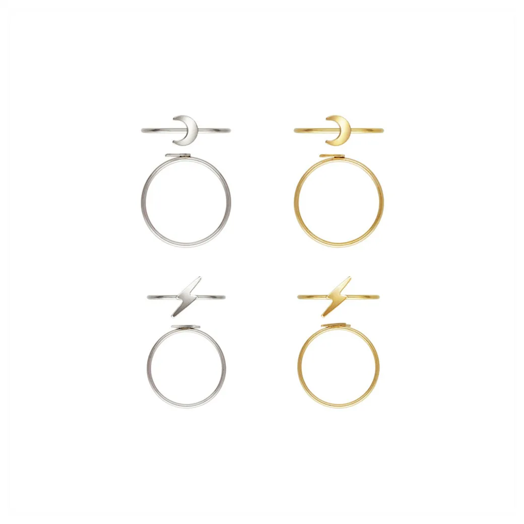 Hot 925 Sterling Silver Moon Lighting Stacking Bulk Finger Ring for Girls Jewelry