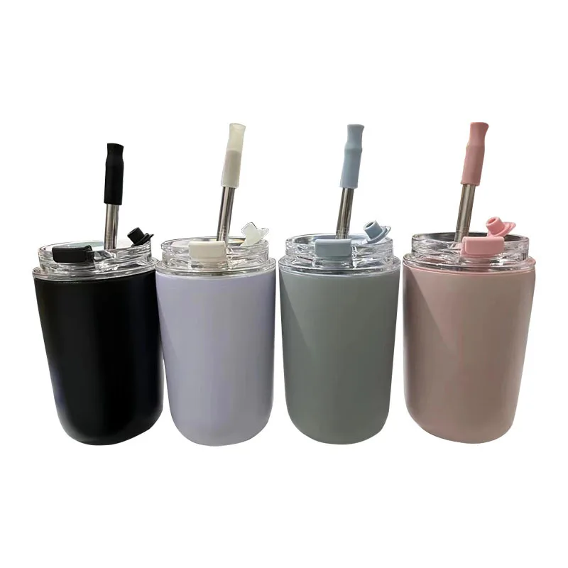 

New 10oz one carat mini accompanying coffee cup double stainless steel pocket straw student cup pocket cup, Based pantone color number