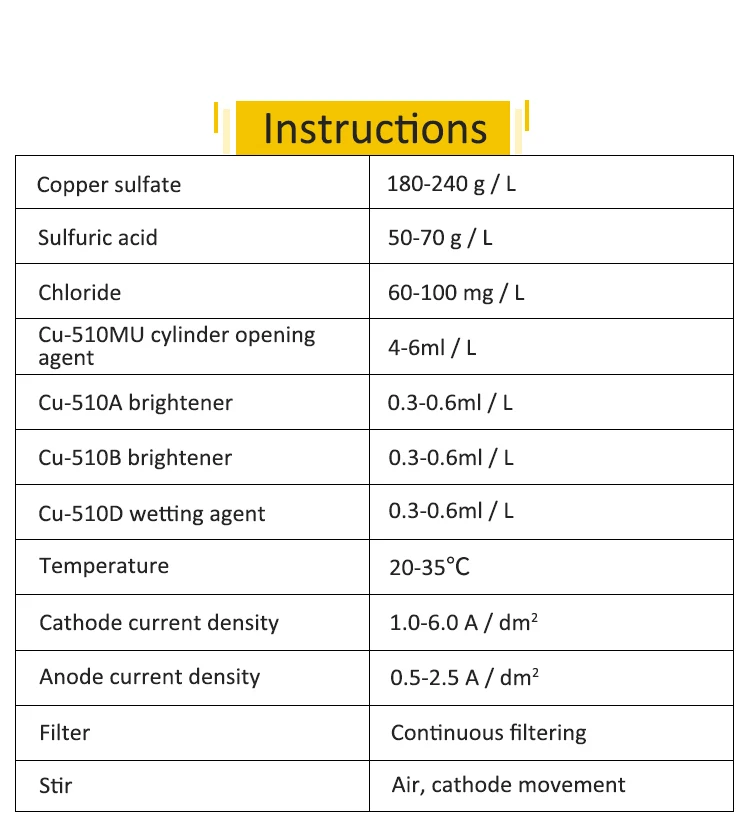 Acid Copper Plating Brightener Cu510 Acid Copper Additive With Good