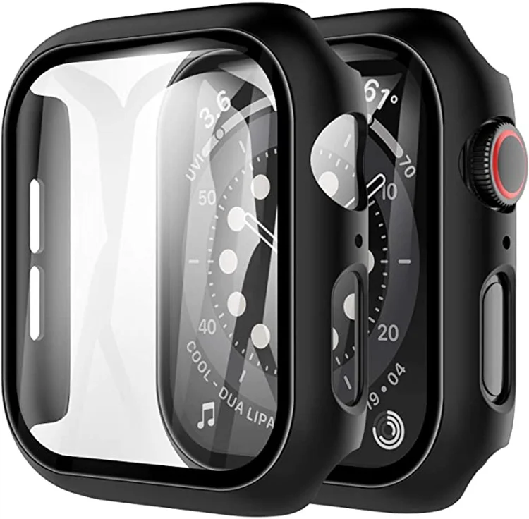

Case with Built-in tempered glass screen protector for Apple Watch Compatible with Apple watch case, Sliver grey black rosegold