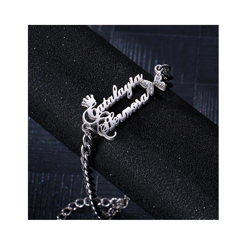 Customized Name Bracelet Gold Stainless Steel Bracelet Personalized Name Bracelet for Women Men