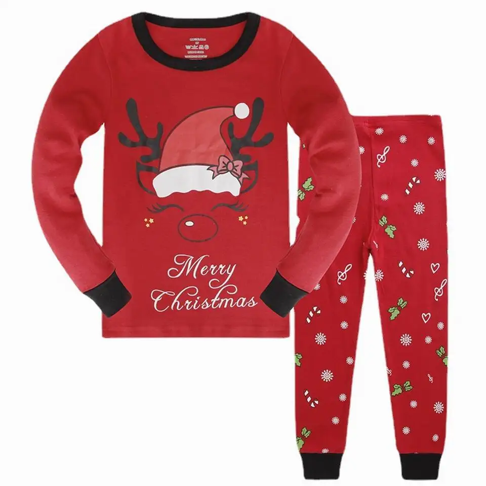 

2021 Baby Clothes Wholesale Christmas Baby Clothes Sets 100% Cotton Casual Winter Pajamas Kids Clothes Long-Sleeved