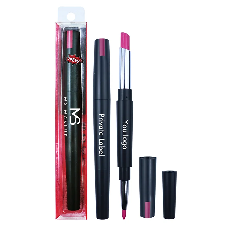 

LOW MOQ 12 Colors 2 In 1 Lipliner Makeup Vendor High Pigment Long Lasting Private Label Lipstick With Lipliner Matte Lipstick