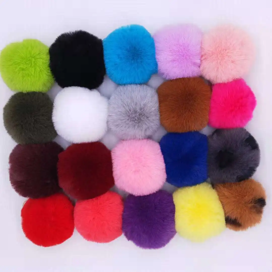 
Wholesale cute 8cm rabbit fur pompom fake fur ball faux fur pom pom 