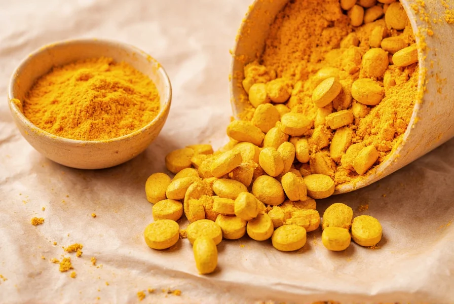 Turmeric supplement taken with food showing proper consumption method to avoid digestive issues