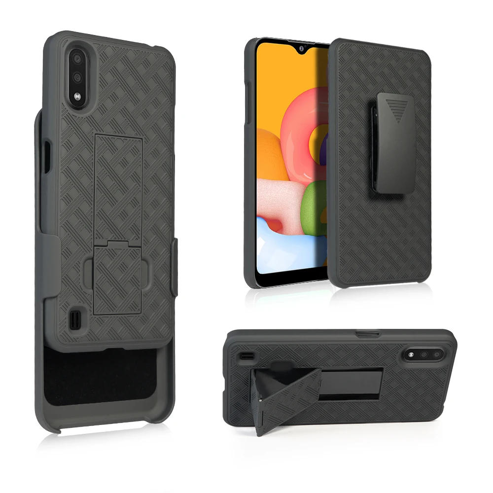 

Mobile phone accessories belt clip kickstand case for samsung galaxy A01 cover, Black