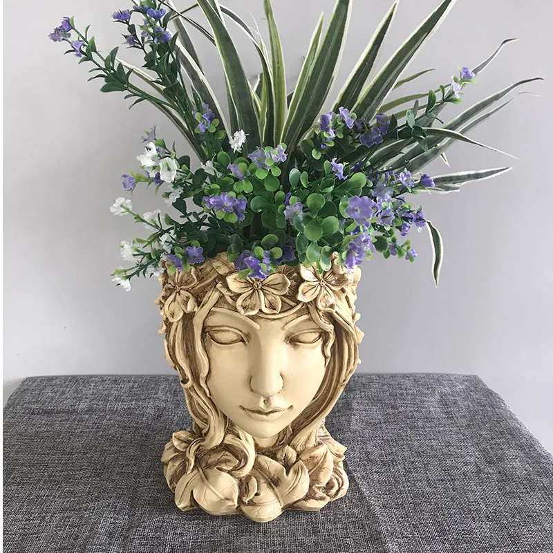 

Wholesale Greek Venus Goddess Statue Head Plants Pot Outdoor Garden Decoration Flower Vase Large Caliber Vintage Flower Pot, Customized color