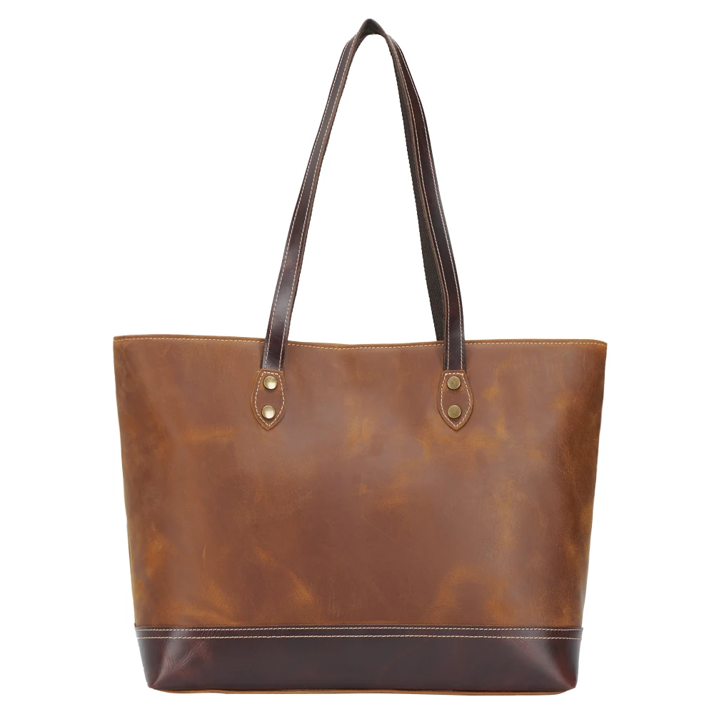 

TIDING New Design Real Leather Handbag Lady Shoulder Bag Women Vintage Style Genuine Leather Tote Bag