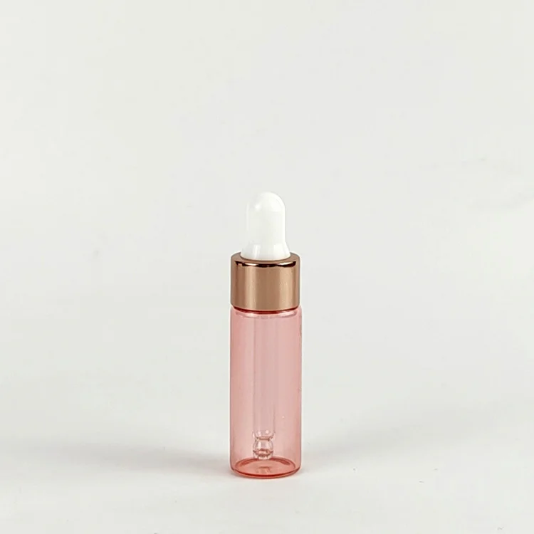 

Small Capacity 1ml 2ml 3ml 5ml Semi-transparent Rose Gold Essential Oil Serum Oil Squat Glass Bottles for Trail