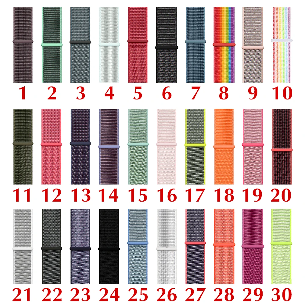 

OULUCCI 38mm 42mm 40mm 44mm Nylon Fabric Sport Loop Band For Apple Watch Band Adjustable Wrist Strap for iwatch series 4 3 2, Various colors