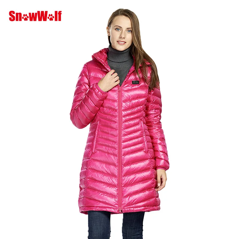 
Women Fashion Warm Heating Electronic Usb Winter Outdoor Camping Long Down Heated Jacket 