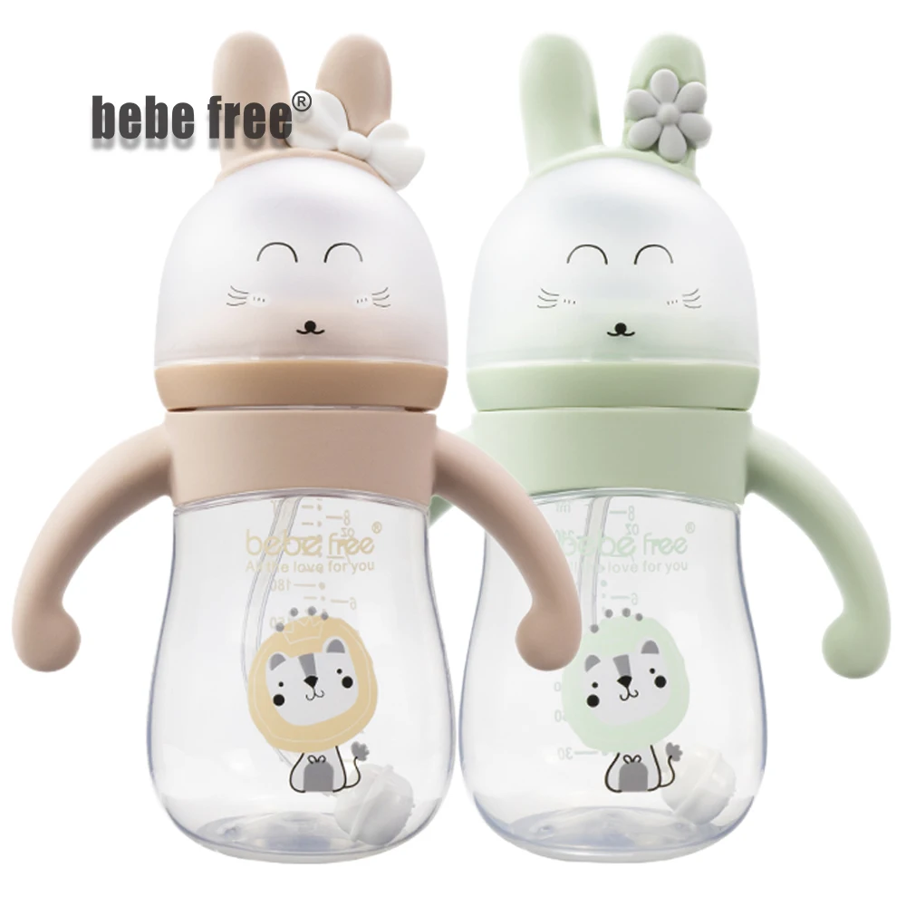 

2022 Amazon Hot Sale PP Baby Bottle with Handle Nipple Infant Milk Feeding Nipple Wide Caliber Bottle New Baby Bottles Newborn