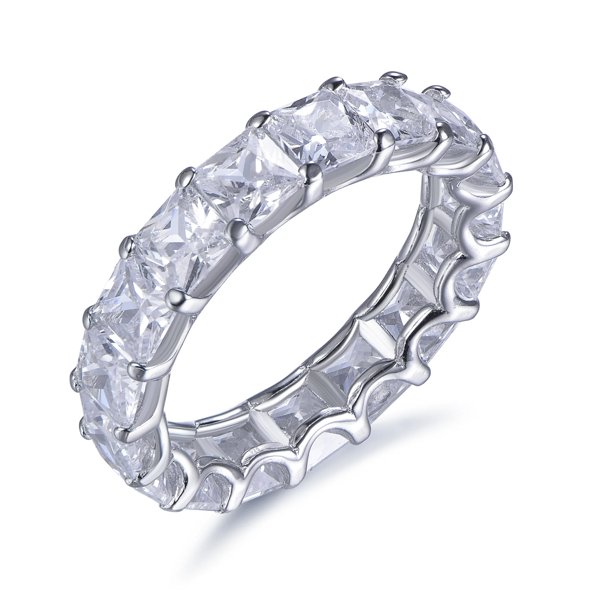 

Luxury Minimalist Jewelry Zircon Rings Delicate Simple Design Geometric Full Pave Cubic Zirconia Crystal Rings