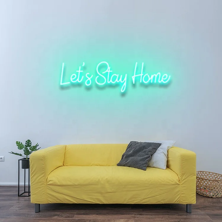 

Koncept New Arrival Free Drop Shipping 70CM Electronic Signs LED Letter Sign Custom Ready To Ship Let's Stay Home Neon Sign