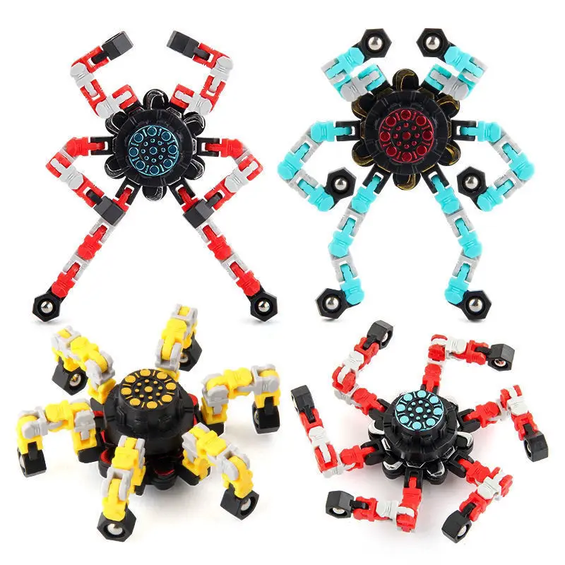 

2022 Spiral Twister Fingertip DIY Deformable Spinning Top Creative Mechanical Robot Chain Gyro Toy Sensory Fidget Spinners Toys
