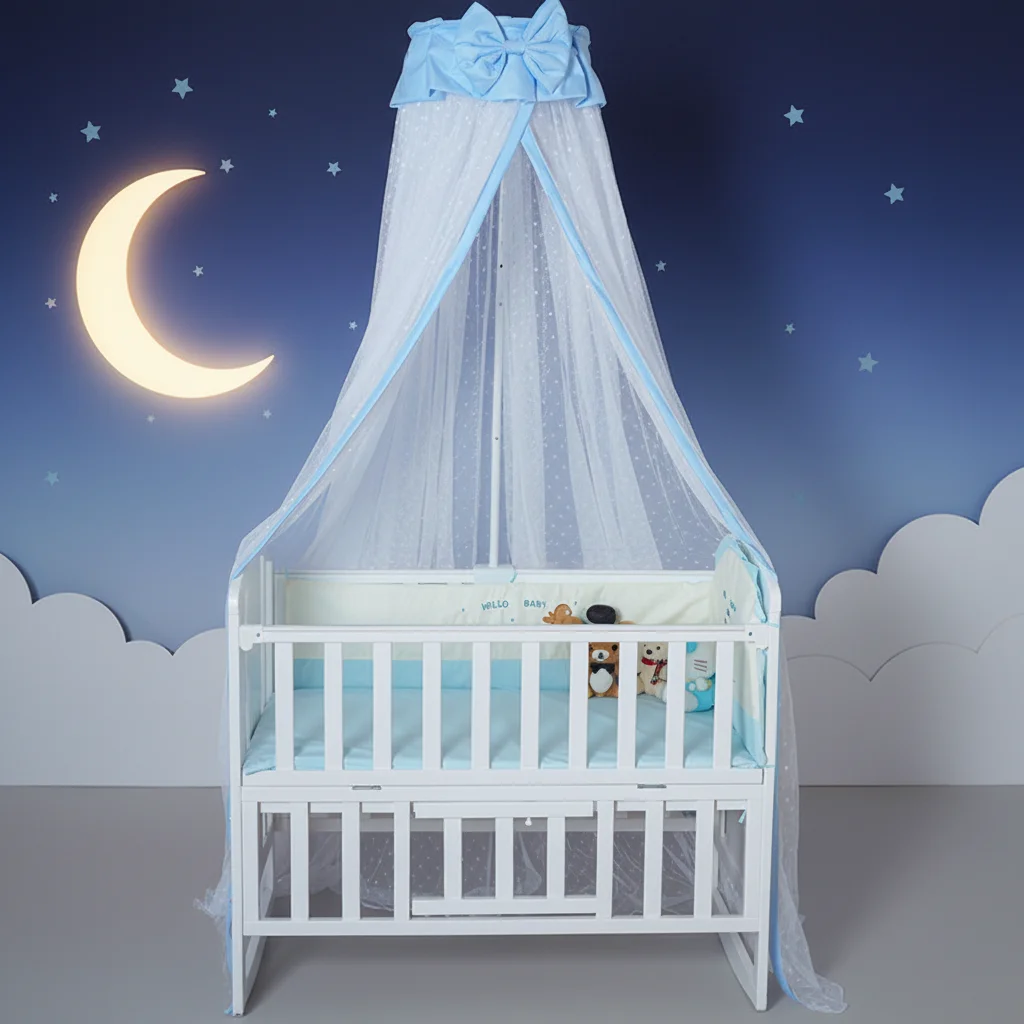 Baby Crib Floor Mosquito Net with Bracket Universal Newborn Children's Bed Baby Mosquito Net Cover Clip-on Full Cover to  Floor