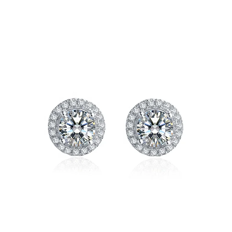 

Factory directly 925 sterling silver best colorless 0.5ct DEF moissanite diamond earrings