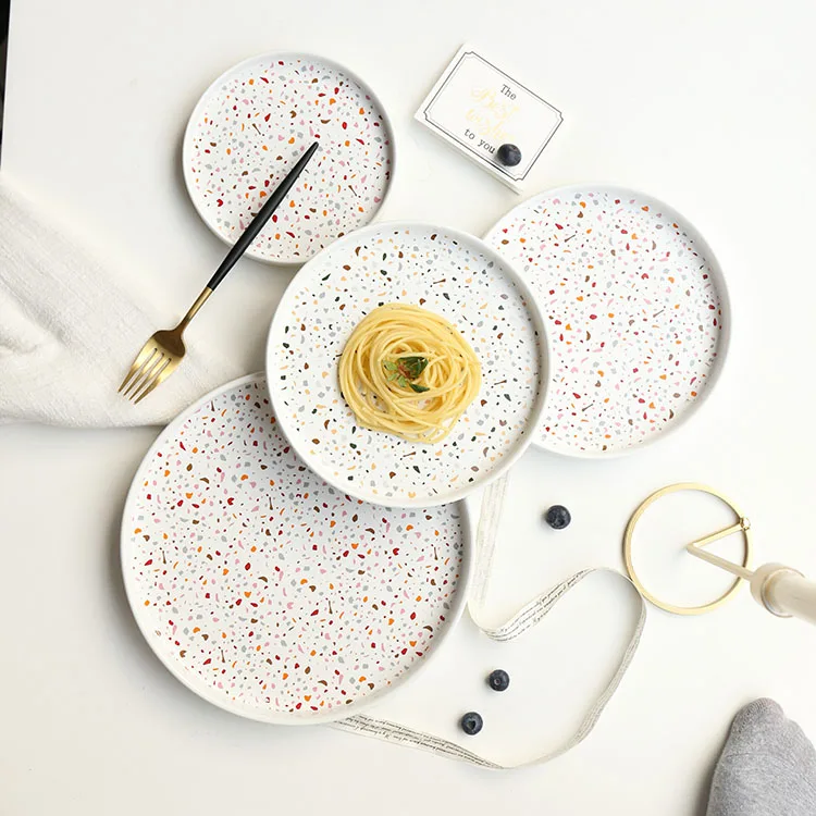 

Hot sale crockery dinnerware decal design durable cheap custom ceramic plate set