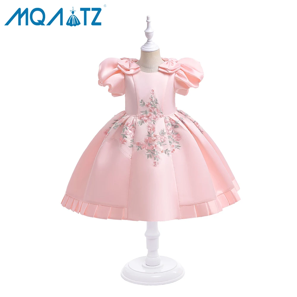 

MQATZ White Flower Girl Dresses Wedding Kids Robe Girl Dresses Party Wear With Short Sleeves