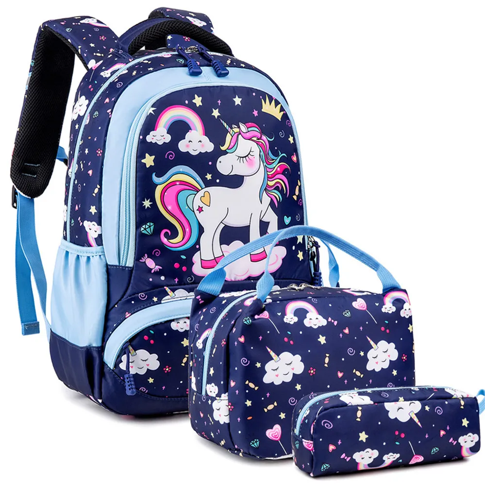 

Kids Cute Unicorn Bags Sets Student Backpack School Back Pack Backpacks For Boys And Girls, Pink and blue,purple