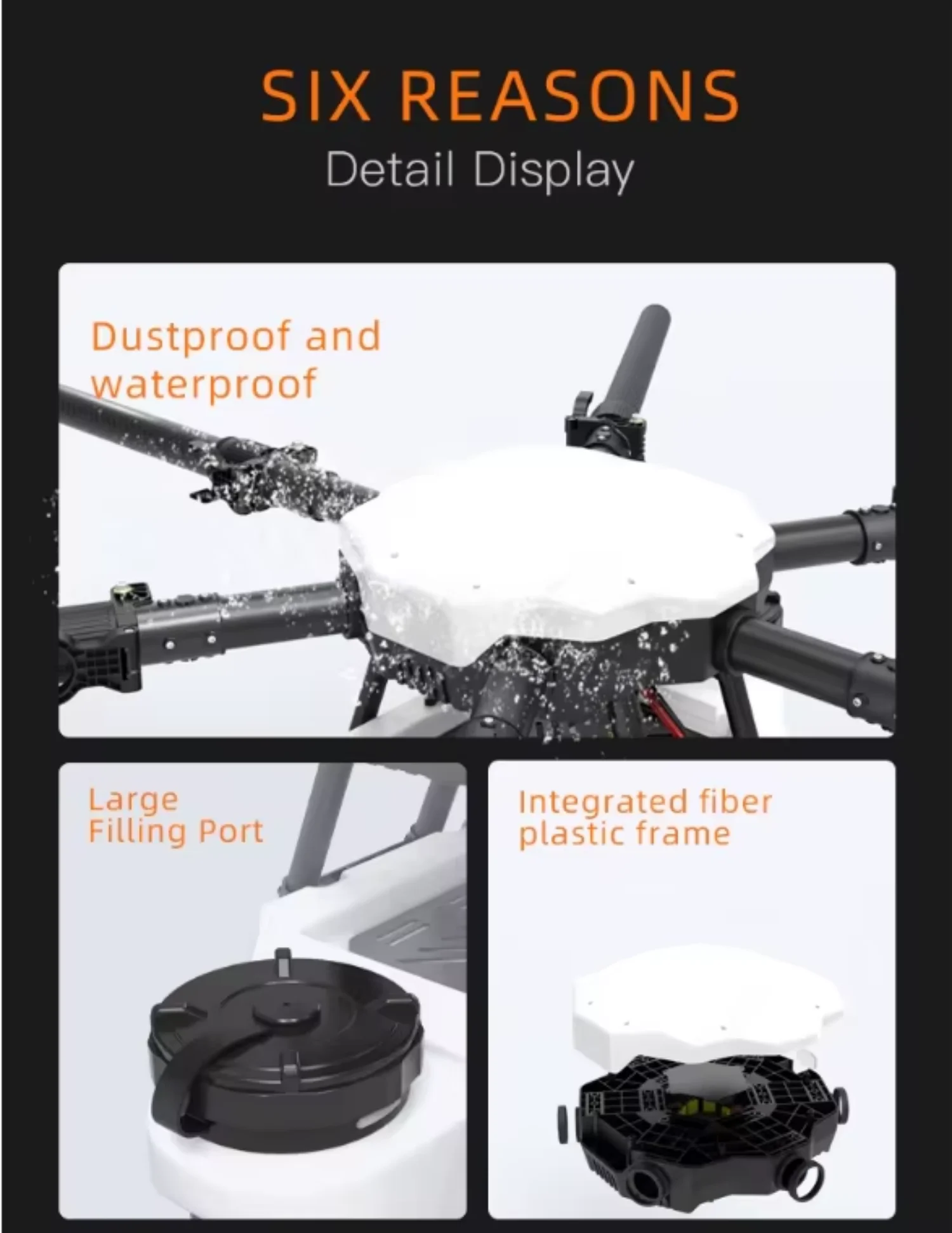 EV616 Drone Frame Useful Genuine Repair Parts Carbon Fiber Small Light Cargo Delivery Adult DIY Drone Frame Flight Assembly