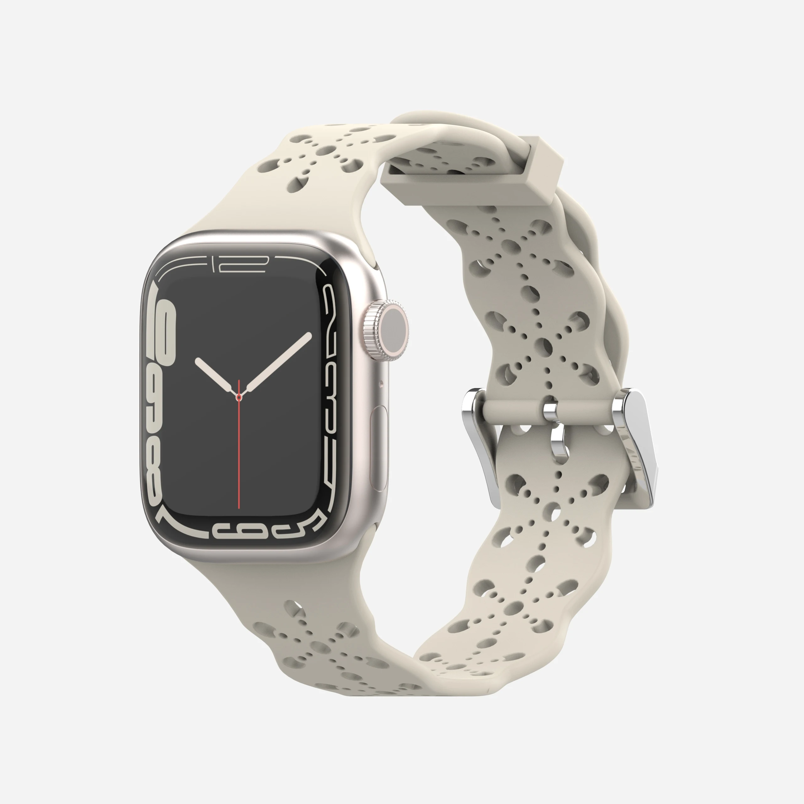 

2022 New Design Breathable Slim Thin Hollow-Out Soft Sport Lace Silicone Band for Apple Watch Series 7 SE 6 5 4 3