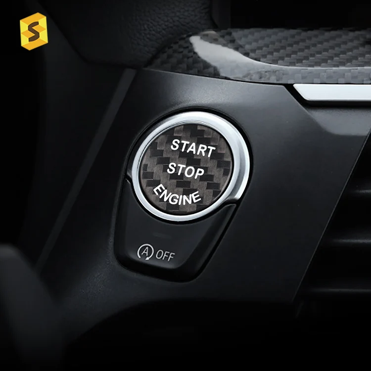 

ES Wholesale Car Interior Accessories Carbon Fiber Engine Start Stop Button Cover For BMW F20 F21 F22 F23 F30 F31 F32 F33 F10