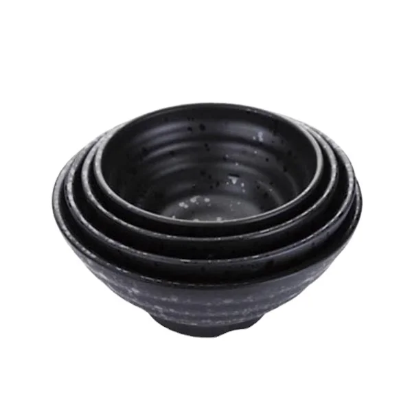 

Family Restaurant Japanese Style Solid Black Matte Effect Kitchenware Ramen Rice Soup Melamine Bowl