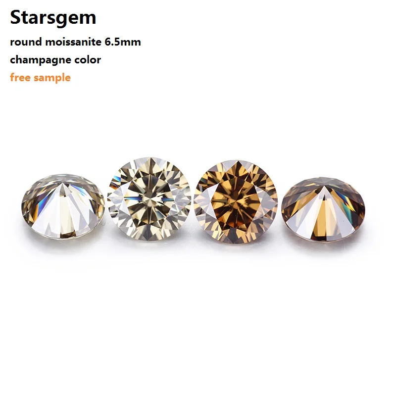 

starsgem forever brilliant 1 carat round diamond cut light champagne color moissanite stone diamond