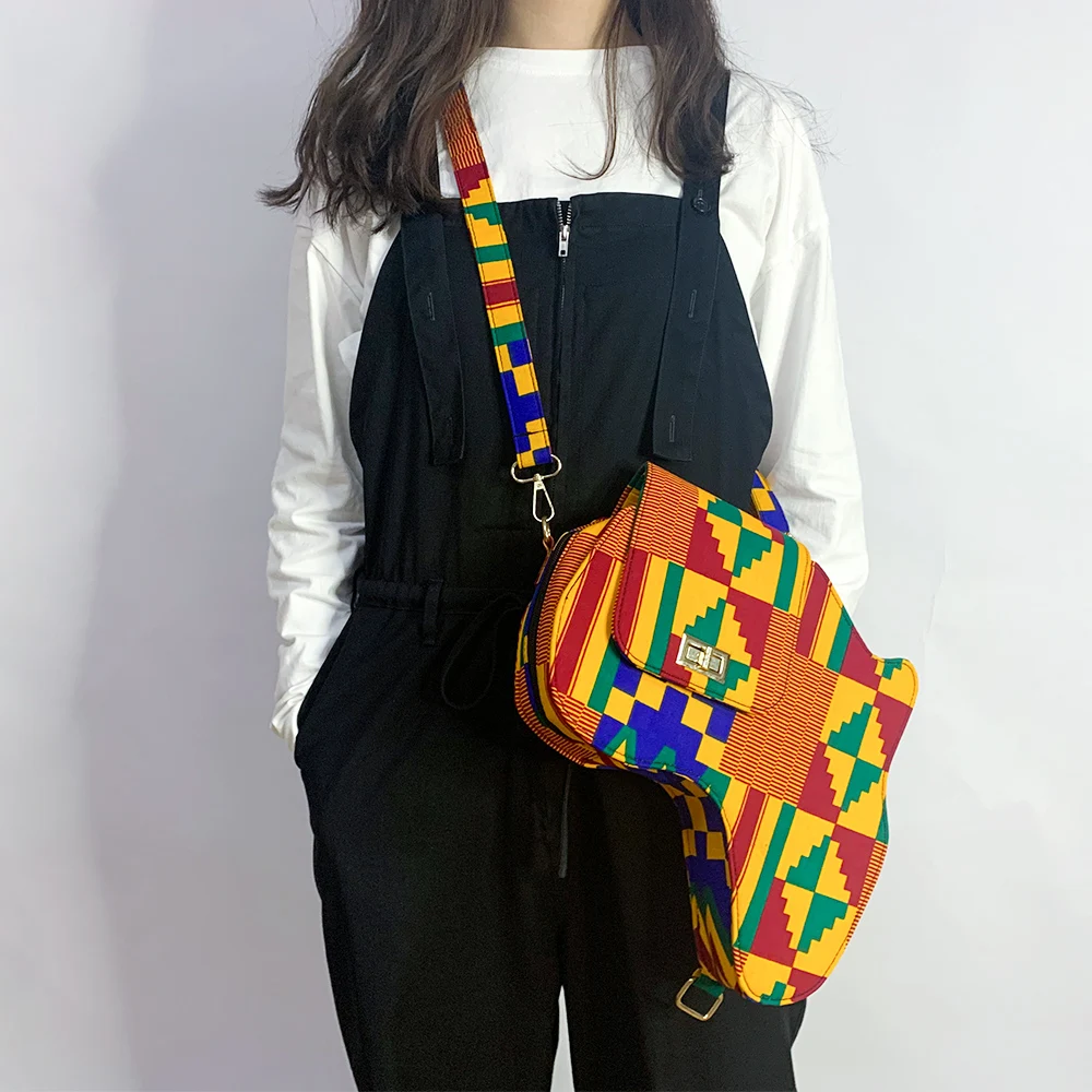 

2021 Wholesale African Print Map Backpack Kente Pattern With Adjustable Shoulder Strap African Map Cross-body Bags Unisex, Customized color