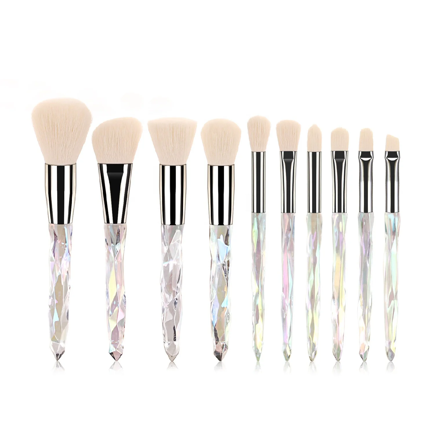 

10 Pieces Crystal Makeup Brush Eye Shadow Eyebrow BrushD iamond Gloss Transparent Handle Makeup Brush, Pics