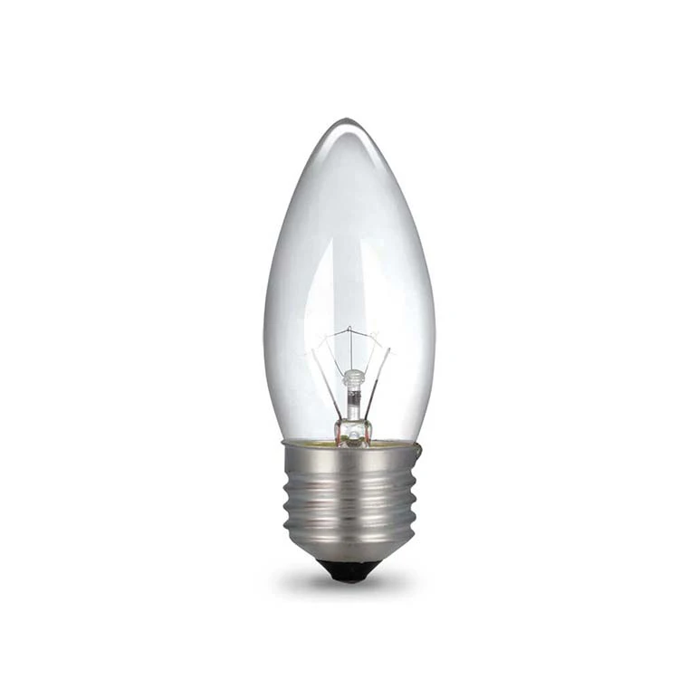 Clear Glass Candelabra E14 E27 25W 40W 60W 120V 220V C35 Incandescent Light Bulbs for Chandelier , INC-C35