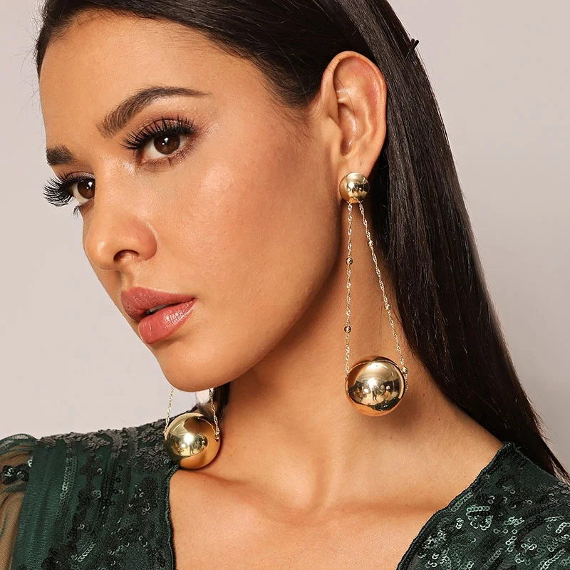 

Kaimei European exaggerated fashion jewelry for brands women beaded golden long drop earrings celebrity african earrings, Many colors fyi