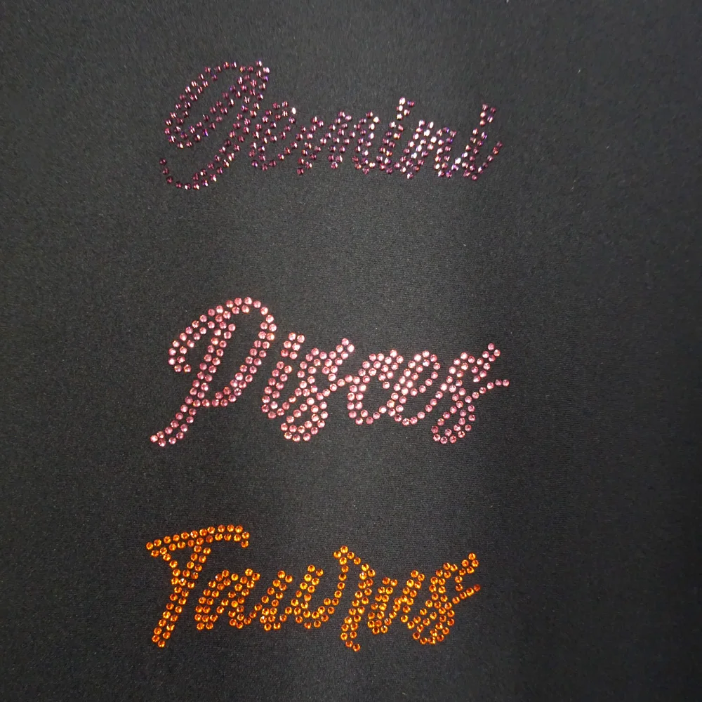 Free sample ZODIAC shirt crystal rhinestone ironing sticker heat transfer for decoration